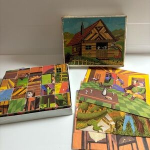 Vintage Fairy Tale Puzzle Cube Set Gift for Kids Story Puzzle